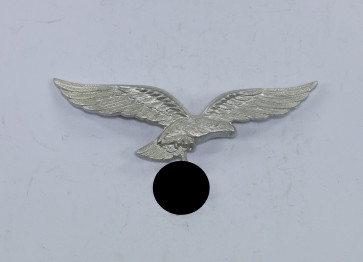 Luftwaffe, Mützenadler für die Schirmmütze der Offiziere, Hst. F.& Co. (Aluminium) - Militaria-Berlin