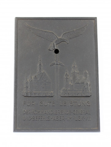  Luftwaffe, nichttragbarer Ehrenschild - Für gute Leistungen Der kommandierende General und Befehlshaber im LGK VIII Breslau Krakau - Militaria-Berlin