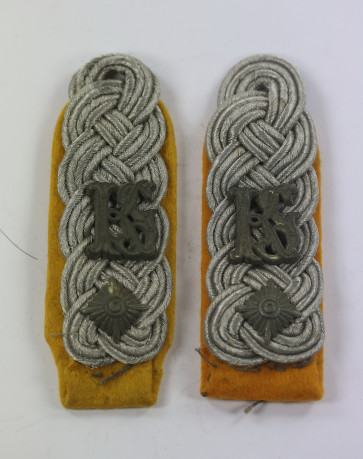Luftwaffe, Paar Schulterklappen Kriegsschule (KS) Oberstleutnant Fliegendespersonal Fallschirmtruppe - Militaria-Berlin
