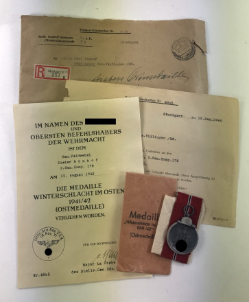 Nachlass Ostmedaille, Feldwebel Dieter Bönhof - Militaria-Berlin