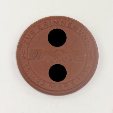 Meissen Plakette, Zur Erinnerung 15. u. 22. März 1939 - Ein Volk ein Reich ein Führer - Militaria-Berlin