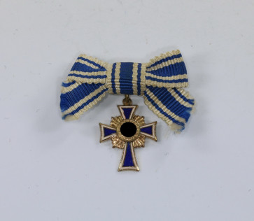 Miniatur Mutterkreuz in Gold an Schleife - Militaria-Berlin