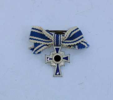 Miniatur Mutterkreuz in Silber an Schleife - Militaria-Berlin