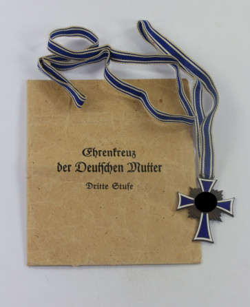 Mutterkreuz in Bronze, in Verleihungstüte Jakob Bengel Idar-Oberstein - Militaria-Berlin