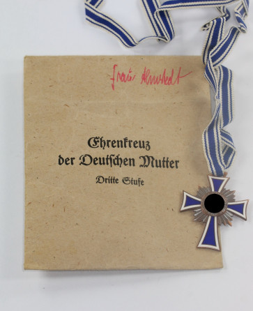 Mutterkreuz in Bronze, in Verleihungstütei, Gottl. Fr. Keck & Sohn Pforzheim   - Militaria-Berlin