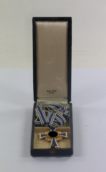 Mutterkreuz in Gold, im Etui, Glaser & Sohn Dresden - Militaria-Berlin