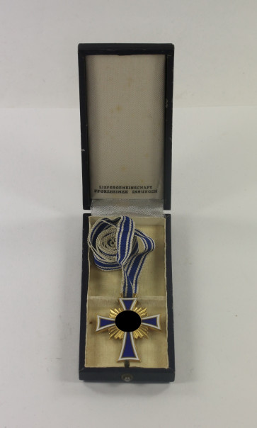 Mutterkreuz in Gold, im Etui Liefergemeinschaft Pforzheimer Innungen - Militaria-Berlin