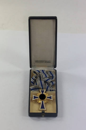 Mutterkreuz in Gold, im Etui, Liefergemeinschaft Pforzheimer Jinnungen - Militaria-Berlin