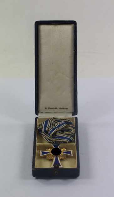 Mutterkreuz in Gold, im Etui, R. Hauschild, Pforzheim - Militaria-Berlin