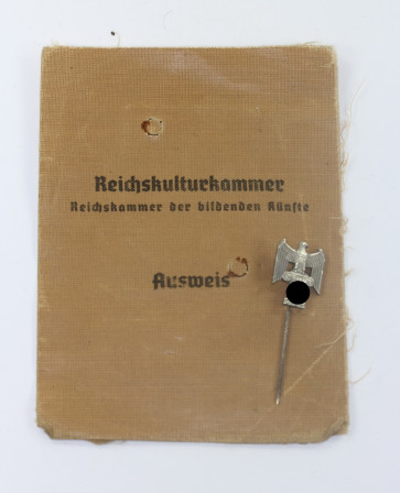 Nadel, Reichskulturkammer (RKK) + Mitgliedsausweis Reichskulturkammer - Militaria-Berlin