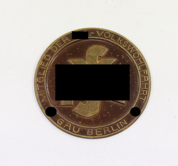 Nationalsozialistische Volkswohlfahrt (NSV), Türplakette Gau Berlin - Militaria-Berlin