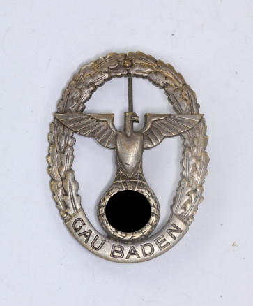NSDAP Gau-Ehrenzeichen Baden in Silber, Hst. FR Klett Karlruhe - Militaria-Berlin