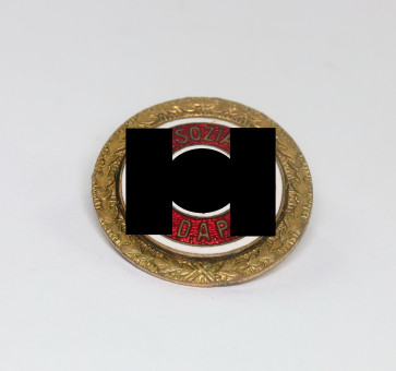 NSDAP Kleines Goldenes Parteiabzeichen, Hst. Jos. Fuess München, Verleihungsnummer 21435 - Militaria-Berlin