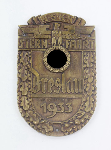 NSKK Plakette Sternfahrt Breslau 10. September 1933, Hst. .Zobel Breslau - Militaria-Berlin