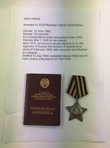 Sowjetunion, Ruhmesorden 3. Klasse mit Buch - Militaria-Berlin