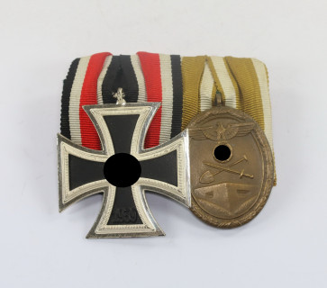 Ordenschnalle 2X, EK-2 1939, Schutzwall Ehrenzeichen - Militaria-Berlin