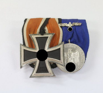 Ordensschnalle 2X, Eisernes Kreuz + Dienstauszeichnung - Militaria-Berlin