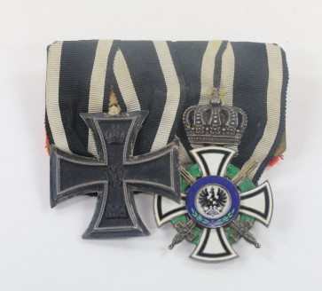 Ordensschnalle EK-2 1914, königlicher Hausorden von Hohenzollern, L. Lemcke Kgl. Hoflieferant Berlin C. Grünstr. 24 - Militaria-Berlin