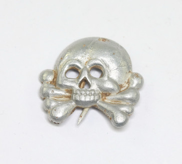 Wehrmacht Heer, Totenkopf Auflage für Panzer Kragenspiegel (Aluminium) - Militaria-Berlin