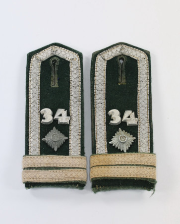 Wehrmacht Heer, Paar Schulterklappen Fahnenjunker-Feldwebel, Infanterie-Regt. Nr. 34 - Militaria-Berlin