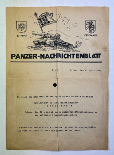Panzer Regiment 1 (Erfurt), Panzer-Nachrichtenblatt 1. April 1943 Nr.2 - Militaria-Berlin