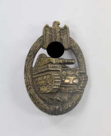Panzerkampfabzeichen in Bronze, Hst. W (Carl Wurster, Markneukirchen), massiv Buntmetall (!) - Militaria-Berlin