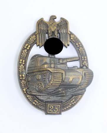  Panzerkampfabzeichen in Bronze mit Einsatzzahl 25, Josef Feix & Söhn, Gablonz (JFS) - Militaria-Berlin