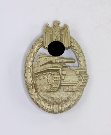 Panzerkampfabzeichen in Silber, C.E. Juncker, Neusilber, Porsche Variante - Militaria-Berlin