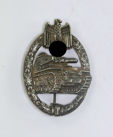 Panzerkampfabzeichen in Silber, C.E. Juncker, Neusilber, Porsche Variante "Cut Out"  - Militaria-Berlin