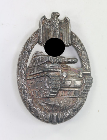 Panzerkampfabzeichen in Silber, Hst. W (Karl Wurster, Markneukirchen), Zink (!) - Militaria-Berlin