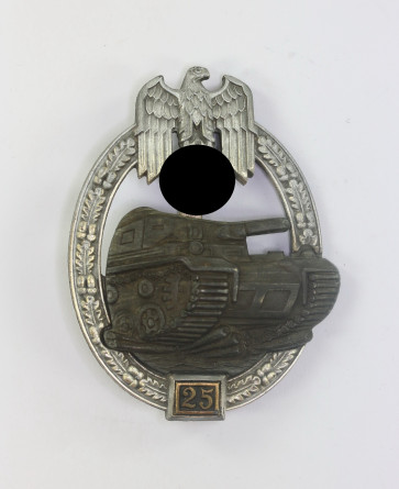  Panzerkampfabzeichen in Silber mit Einsatzzahl 25, Hst. JFS, Hauptmann Heinz Neuendorf - Militaria-Berlin