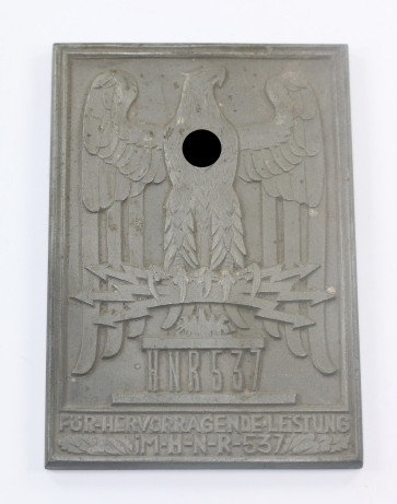 Plakette - Für hervorragende Leistungen im HNR 537 (Heeres Nachrichten Regiment 537) - Militaria-Berlin