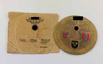 Plakette NSFK Saarpfälzische Tag und Nachtorientierungsfahrt 1939, in Verleihungstüte - Militaria-Berlin