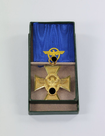 Polizei Dienstauszeichnung in Gold (25 Jahre) Für treue Dienste in der Polizei, im Etui - Militaria-Berlin