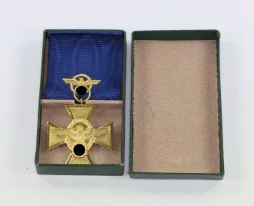 Polizei Dienstauszeichnung in Gold (25 Jahre), Hst. 16 Für treue Dienste in der Polizei, im Etui - Militaria-Berlin