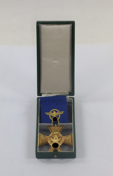 Polizei Dienstauszeichnung in Gold (25 Jahre), im Etui - Für treue Dienste in der Polizei - Militaria-Berlin