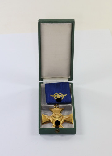 Polizei Dienstauszeichnung in Gold (25 Jahre), im Etui (schmal) - Militaria-Berlin
