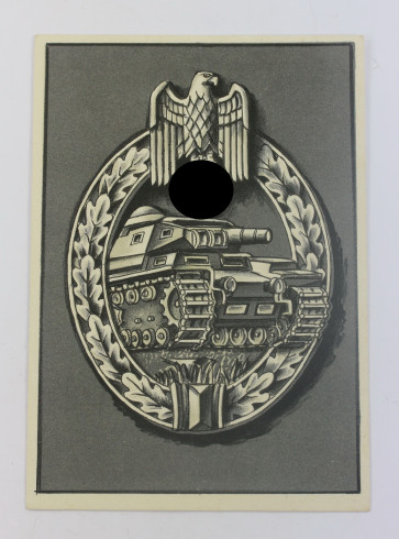 Postkarte Panzerkampfwagen-Abzeichen Symbole der Ehre - Militaria-Berlin