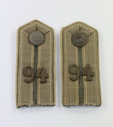  Preußen, 1. Weltkrieg, Paar Schulterklappen feldgrau Offziersstellvertreter im Infanterie Regiment Nr. 94 - Großherzog von Sachsen - Militaria-Berlin