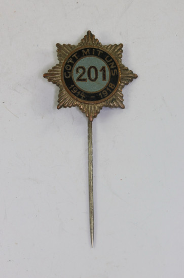 Preußen, Mitgliedsabzeichen der ehemaligen Angehörigen im Reserve-Infanterie-Regiment Nr. 201, Gott mit Uns 1914 - 1918, Hst. L. Chr. lauer Berlin S.W. Ritterstr. 56 - Militaria-Berlin