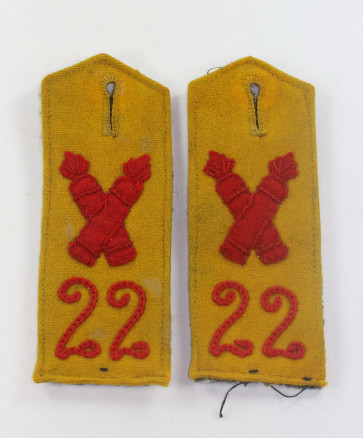  Preußen, Paar Schulterklappen Fußartillerie Regiment 22 Feldgrau - Militaria-Berlin