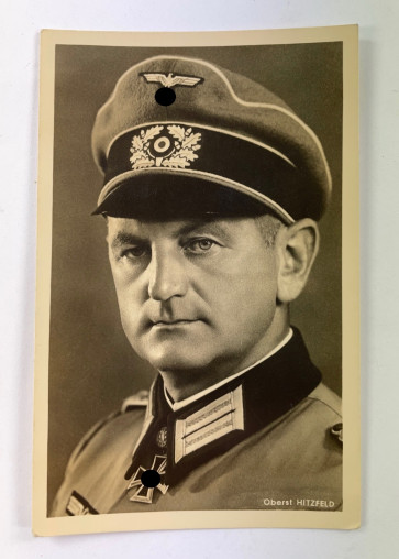 Propaganda Postkarte, Eichenlaubträger Oberst Hitzfeld - Militaria-Berlin