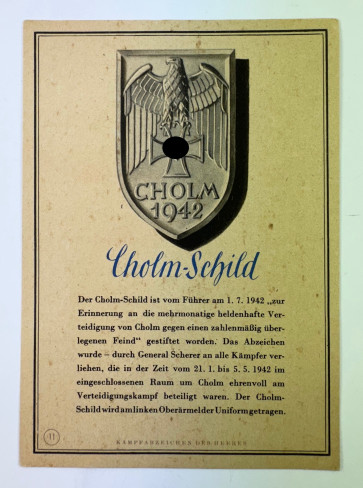 Propagandapostkarte Cholmschild, Kampfabzeichen des Heeres Nr. 11 - Militaria-Berlin