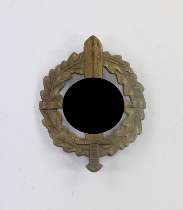 SA Wehrabzeichen in Bronze, Hst. E. Schneider Lüdenscheid, Eigentum D. S.A. Sportabz. Hauptstelle - Militaria-Berlin
