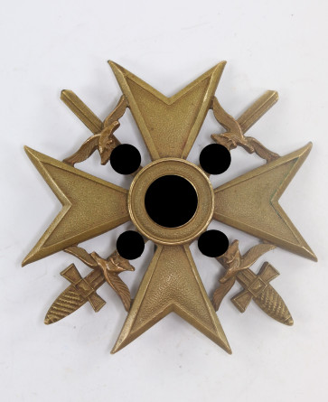 Spanienkreuz in Bronze mit Schwerterm, C.E. Juncker, Berlin - Militaria-Berlin