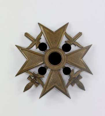 Spanienkreuz in Bronze mit Schwertern, Doppelhersteller (!) L/15 und L/52 - Militaria-Berlin