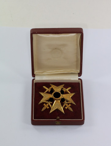 Spanienkreuz in Gold mit Schwertern, 900, im Etui, Oberleutnant Wilhelm Keidel - Militaria-Berlin
