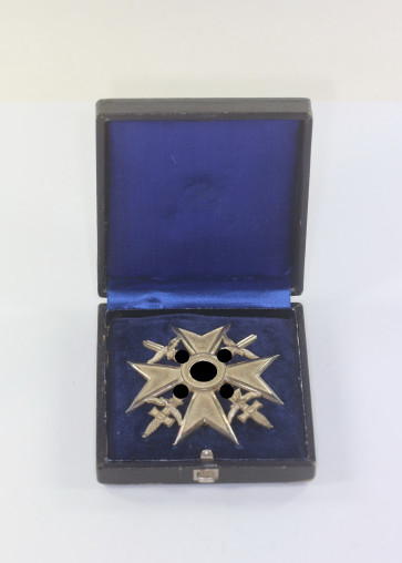 Spanienkreuz in Silber mit Schwertern, 835,Wilhelm Deumer, im Etui - Militaria-Berlin