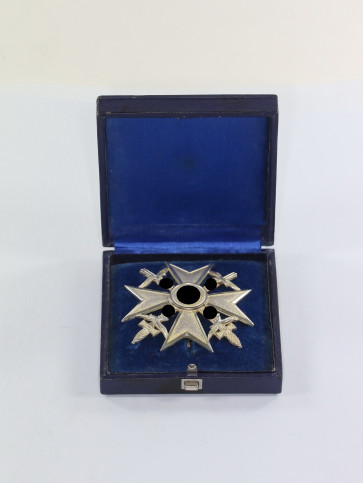 Spanienkreuz in Silber mit Schwertern, Godet 900, im Etui - Militaria-Berlin