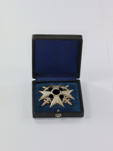  Spanienkreuz in Silber mit Schwertern, Hst. CEJ 900, im Etui - Militaria-Berlin